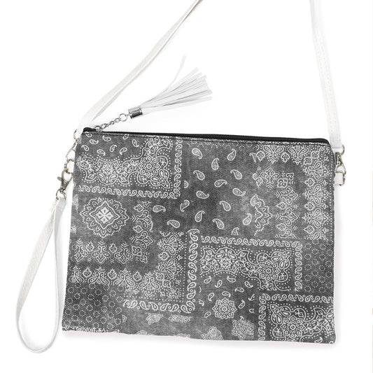 Paisley Patterned Wristlet Clutch / Crossbody Bag