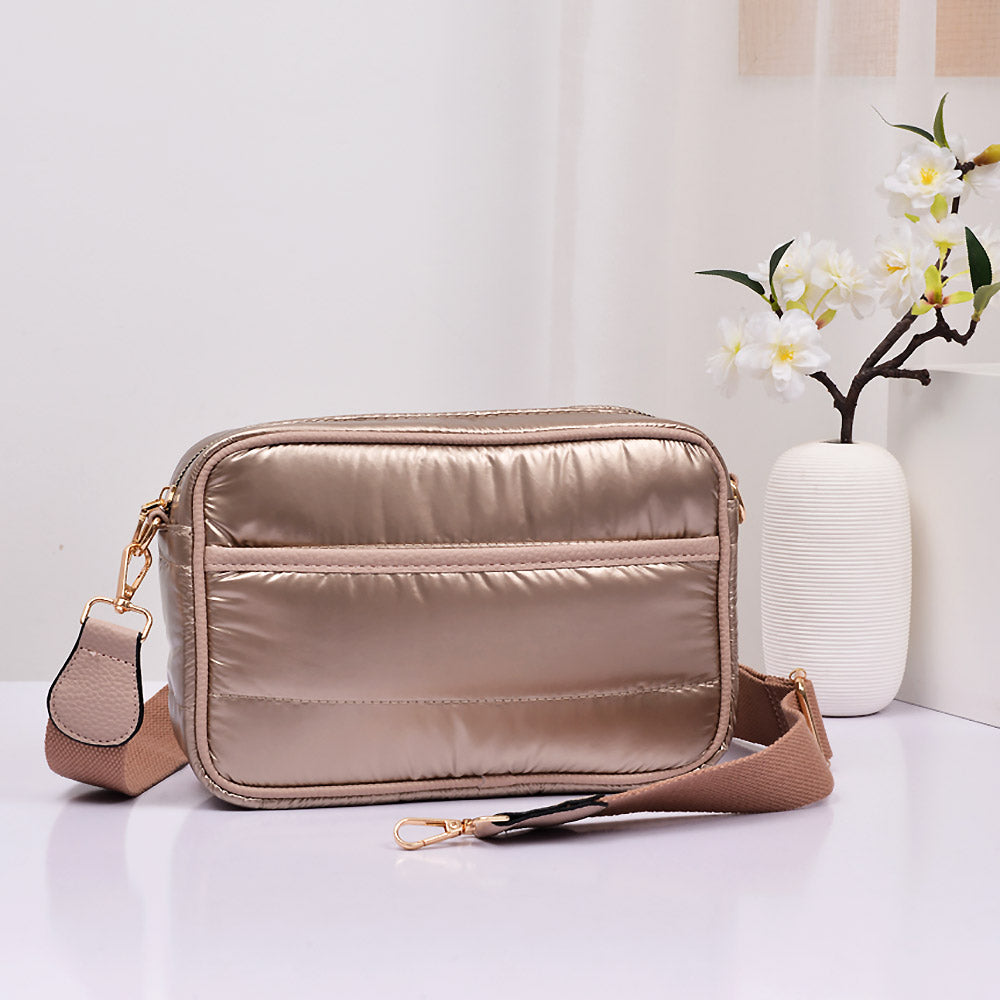 Solid Rectangle Puffer Crossbody Bag