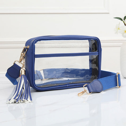 Faux Leather Transparent Rectangular Crossbody Bag