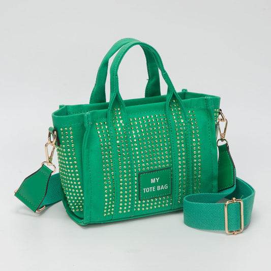 Rhinestone Studded Small Top Handle Crossbody Bag