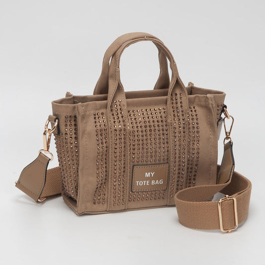 Rhinestone Studded Small Top Handle Crossbody Bag