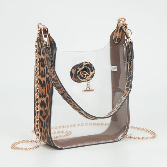 Transparent Faux Leather Chain Shoulder Mini Crossbody Bag