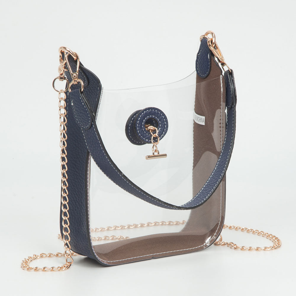 Transparent Faux Leather Chain Shoulder Mini Crossbody Bag