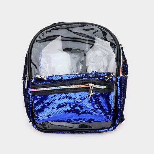 Sequin Rainbow Zipper Transparent Mini Backpack