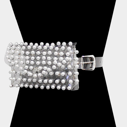 Pearl Transparent Fanny Pack / Belt / Clutch Bag