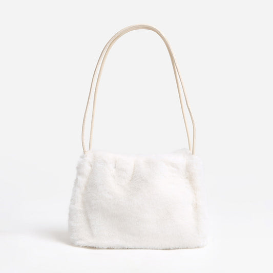 Solid Faux Fur Mini Handbag Shoulder Bag