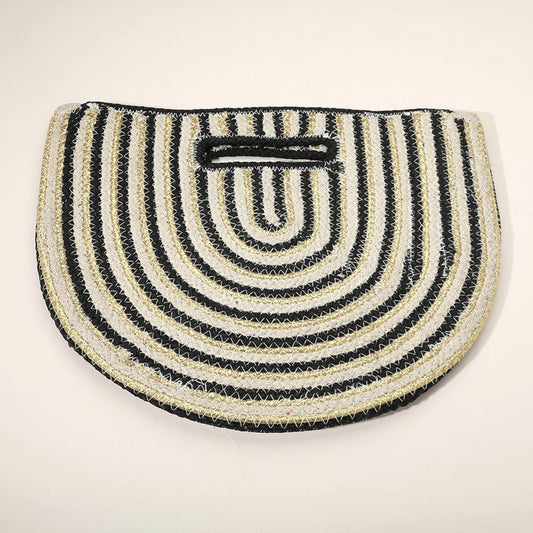 Round Stripped Knitted Woven Tote Bag