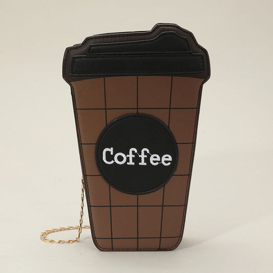 Faux Leather Coffee Cup Crossbody Bag