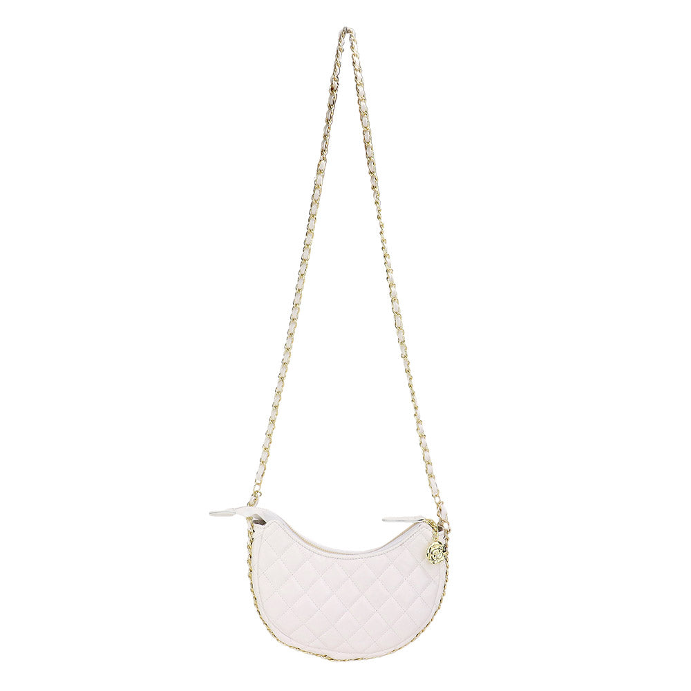 Faux Leather Quilted Chain Strap Crossbody Bag