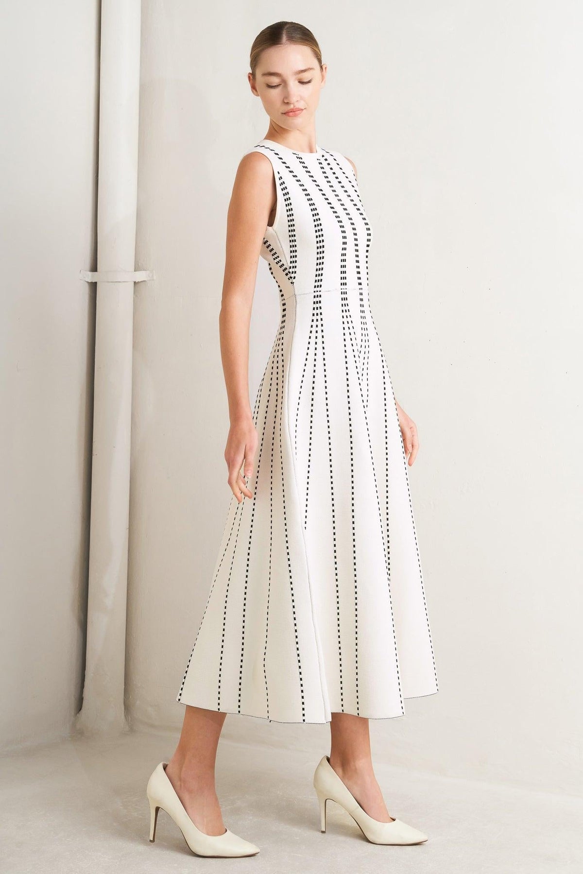 PERFECTLY POISED JACQUARD SWEATER MIDI DRESS