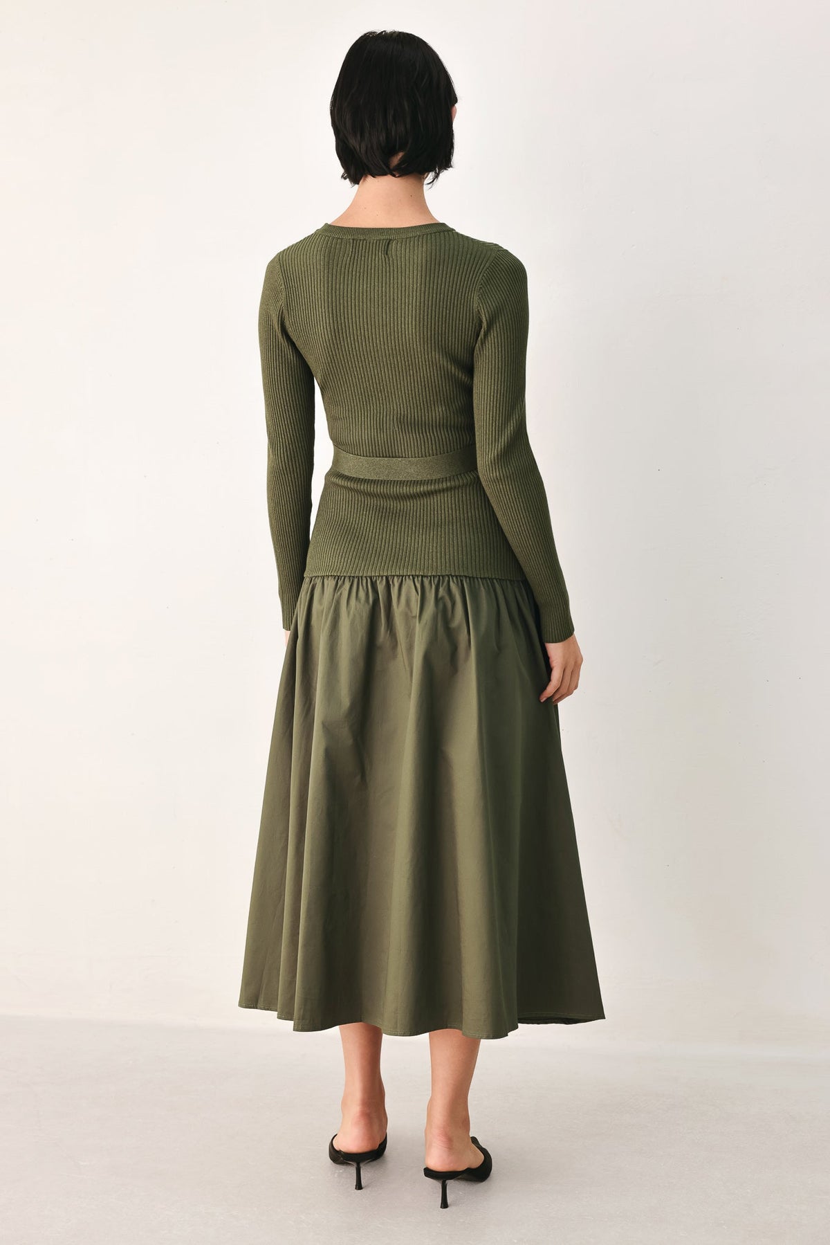CITY AFTER DARK MIXED MEDIA MIDI DRESS