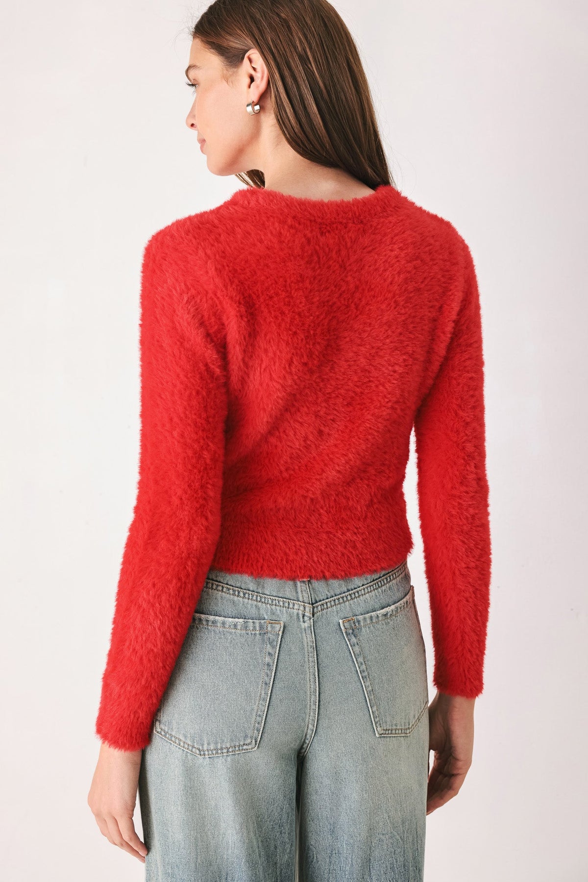 COLOR POP FUZZY SWEATER TOP
