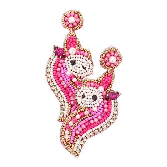 Felt Back Unicorn Beaded Dangle Earrings