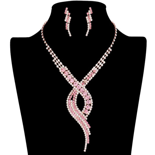 Swirl Rhinestone Pave Necklace