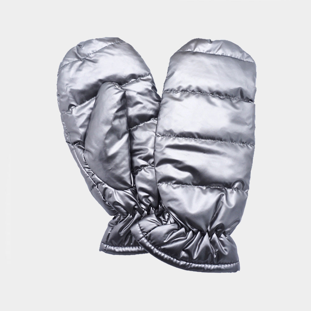 Women's Shiny Puffer Mitten Gloves
