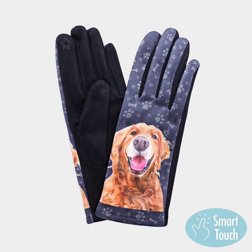 Dog Printed Smart Touch Gloves