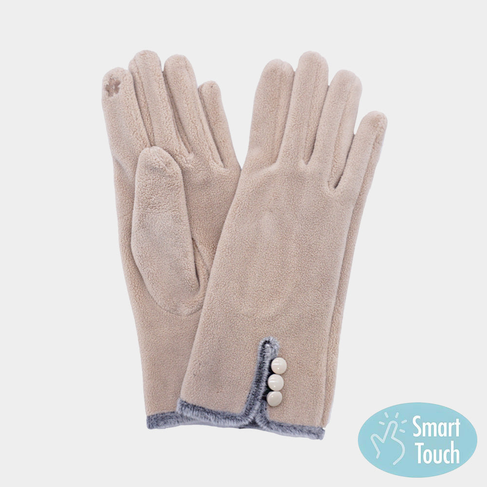 Button Accent Smart Touch Gloves
