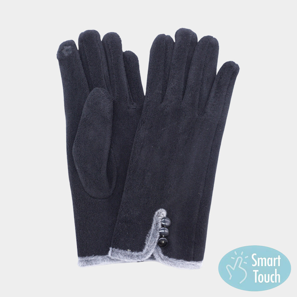 Button Accent Smart Touch Gloves