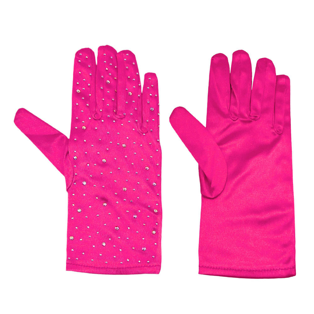 Stone Embellished Dressy Satin Wedding Gloves
