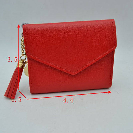 Envelope Flap Compact Wallet with Tassel Charm