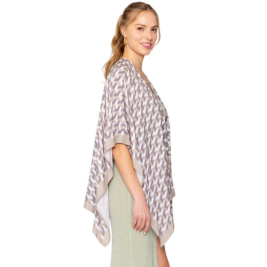 Geometric Pattern Print Ruana Poncho
