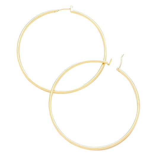 14K Gold-Filled Metal Hoop Pin Catch Earrings