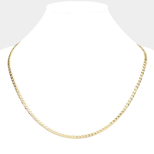 18 INCH, 4mm Stainless Steel Diamond Cut Cuban Chain Necklace