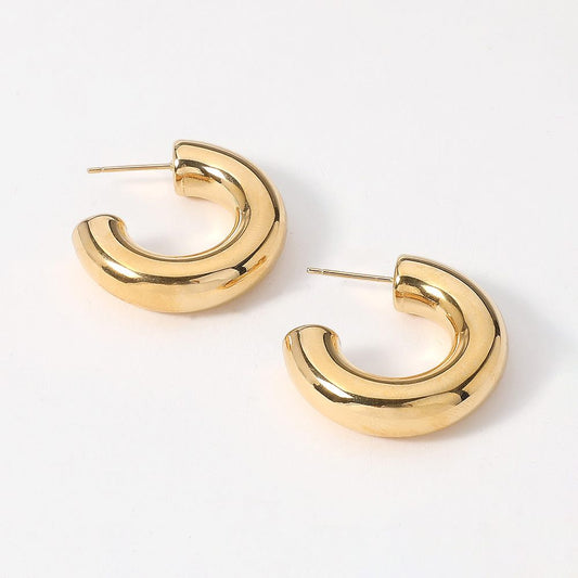 18K Gold Dipped Stainless Steel Chunky Hoop Earrings