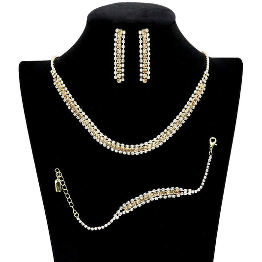 3PCS Rhinestone Necklace Jewelry Set