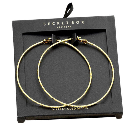 Secret Box Textured Gold Dipped Hoop Earrings