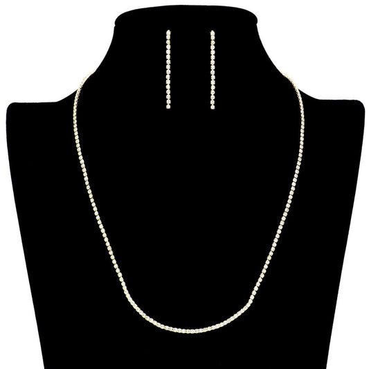 Dainty Rhinestone Necklace Earring Set