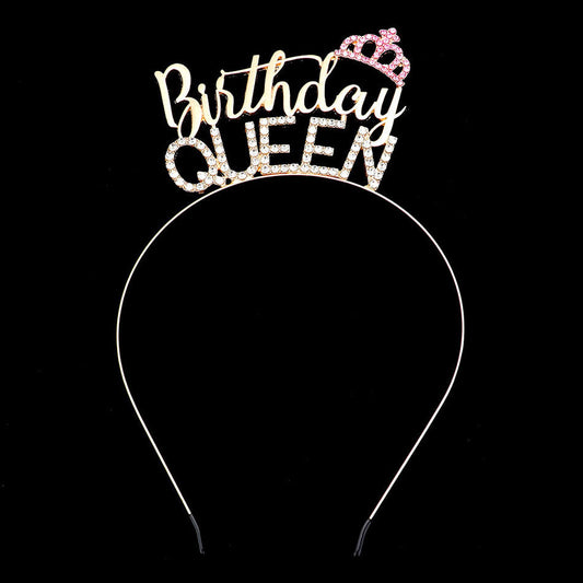 Birthday Queen Rhinestone Metal Headband