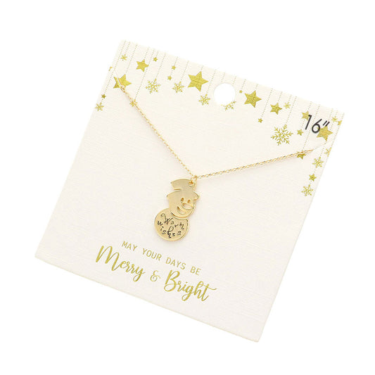 Christmas Metal Snowman Pendant Necklace