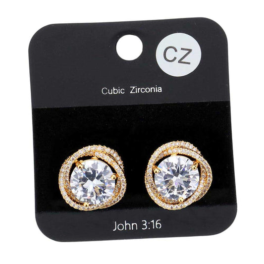 Cz Round Accented Stud Evening Earrings
