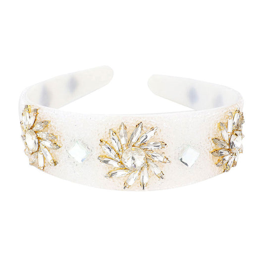 Floral Stone Embellished Textured Headband