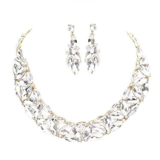 Marquise Stone Cluster Evening Necklace