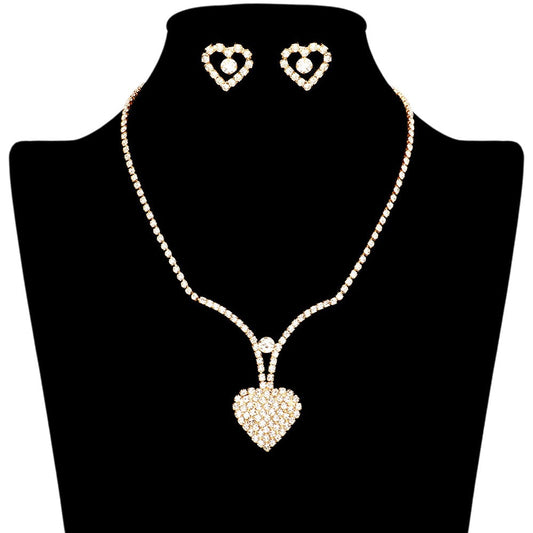 Rhinestone Paved Heart Necklace
