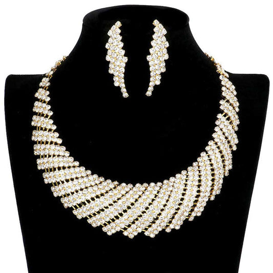 Rhinestone Tornado Collar Bib Necklace