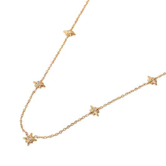 SECRET BOX Stainless Steel Stone Starburst Station Necklace
