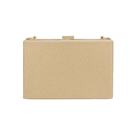 Shimmery Rectangle Evening Clutch Crossbody Bag