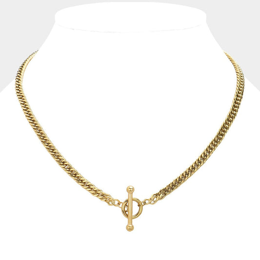 Stainless Steel Chain Toggle Necklace