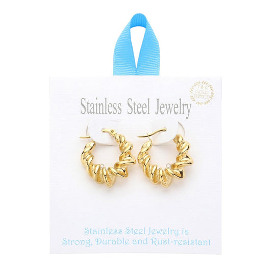 Stainless Steel Spiral Hoop Pin Catch Earrings