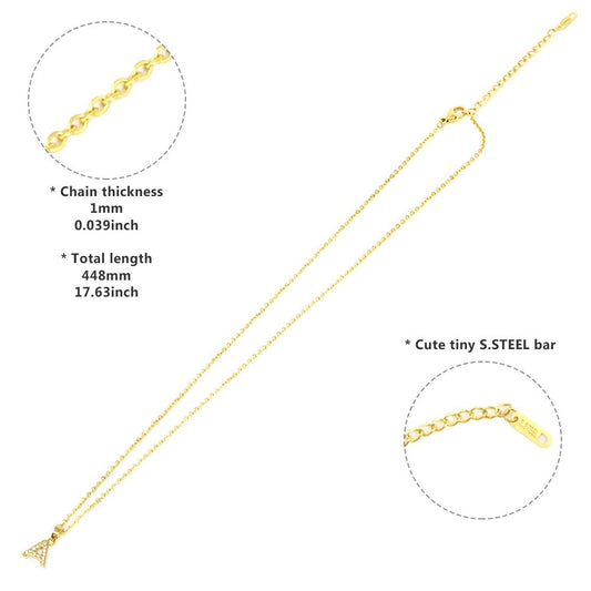 U Stainless Steel CZ Stone Paved Monogram Pendant Necklace