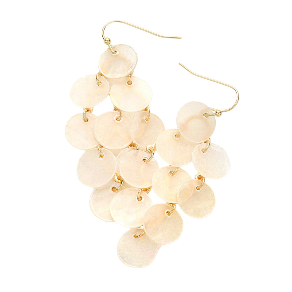 Mother of Pearl Cluster Vine Link Dangle Earrings