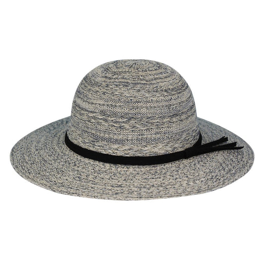 Mixed Braid Packable Sun Hat With Suede Band