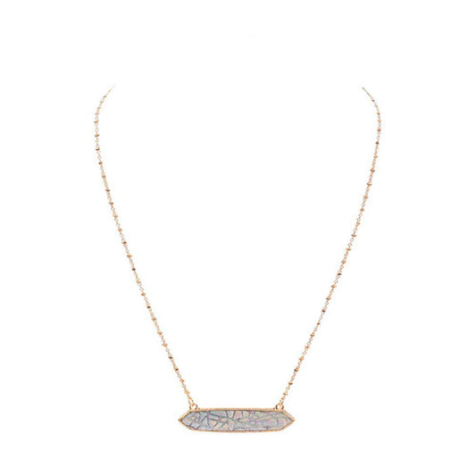 Trendy Patterned Hexagon Pendant Necklace