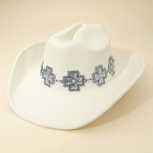 Western Cross Concho Band Cowboy Fedora Hat