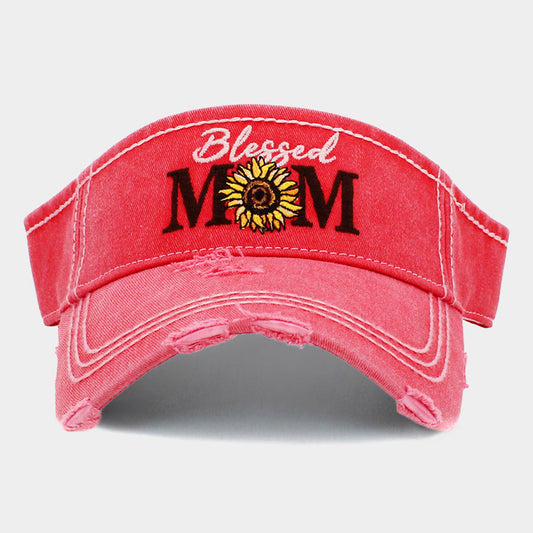 Blessed Mom Sunflower Vintage Visor Hat