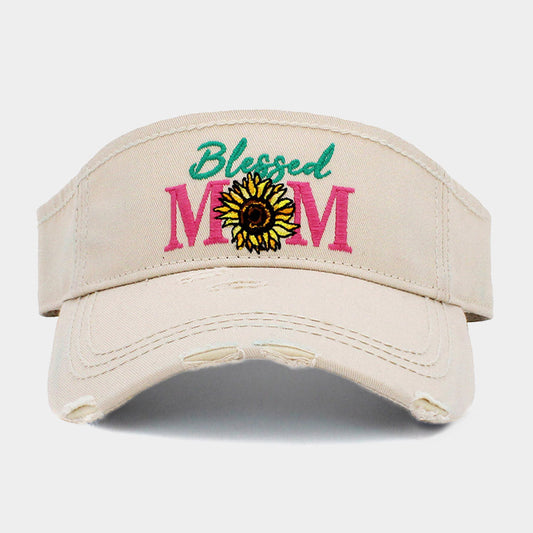 Blessed Mom Sunflower Vintage Visor Hat