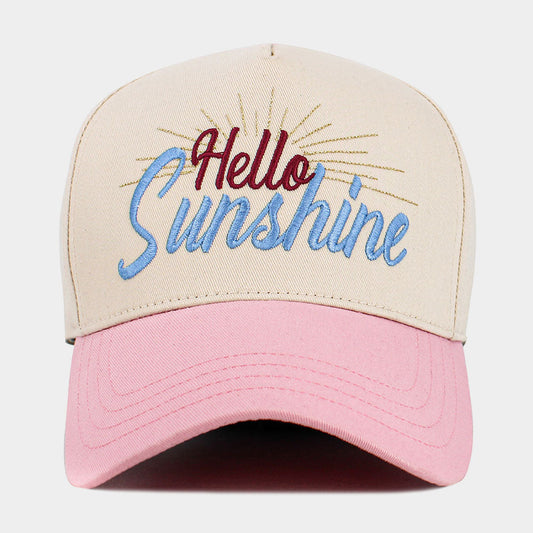 HELLO SUNSHINE Message Embroidered Corduroy Baseball Cap